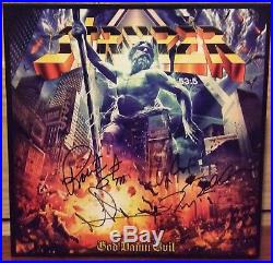 Stryper Signed God Damn Evil Vinyl, Lp Album Robert Sweet Michael Oz Fox Perry