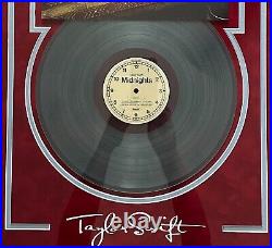 Taylor Swift signed photo and vinyl Midnights album in crimson matte frame