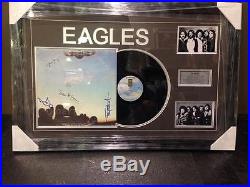 The Eagles Hand Signed Framed Eagles Vinyl Album Photo Collage Frey Henley Walsh