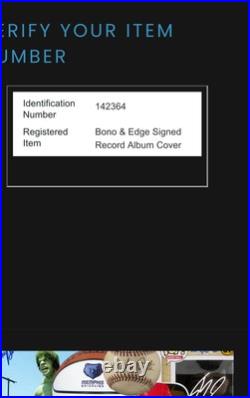 U2 Bono Edge The Unforgettable Fire Signed Autograph Record Vinyl Album COA U2 Bono Edge The Unforgettable Fire Signed Autograph Record Vinyl Album COA