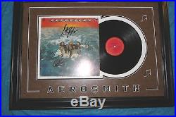 WHOLE BAND AEROSMITH FRAMED SIGNED DEBUT ALBUM & VINYL LP w COA